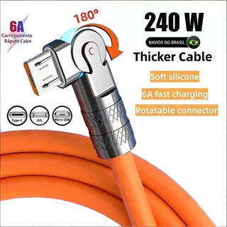 Suportes De Carregamento Rápido 180 ° Cabos De Rotação Cabo Carregador Giratório Para Tipo C Micro USB iOS Laranja UYI