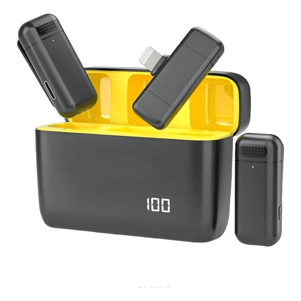 Microfone de Lapela Sem Fio Kit 2 Microfones Para Celular Android Type ...