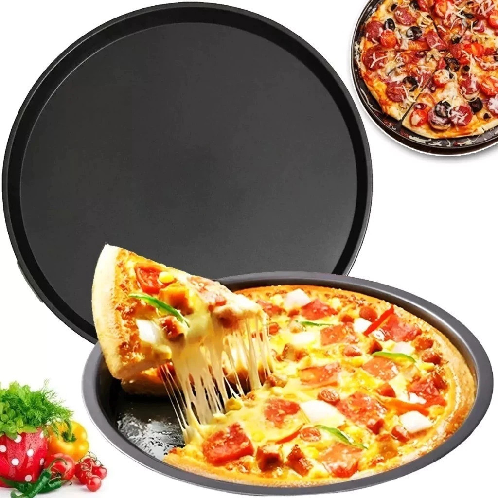 Forma De Pizza 32cm/36cm Antiaderente Assadeira Bandeja Para