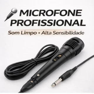 Microfone Karaokê Dinâmico com Cabo de 2.5 Metros