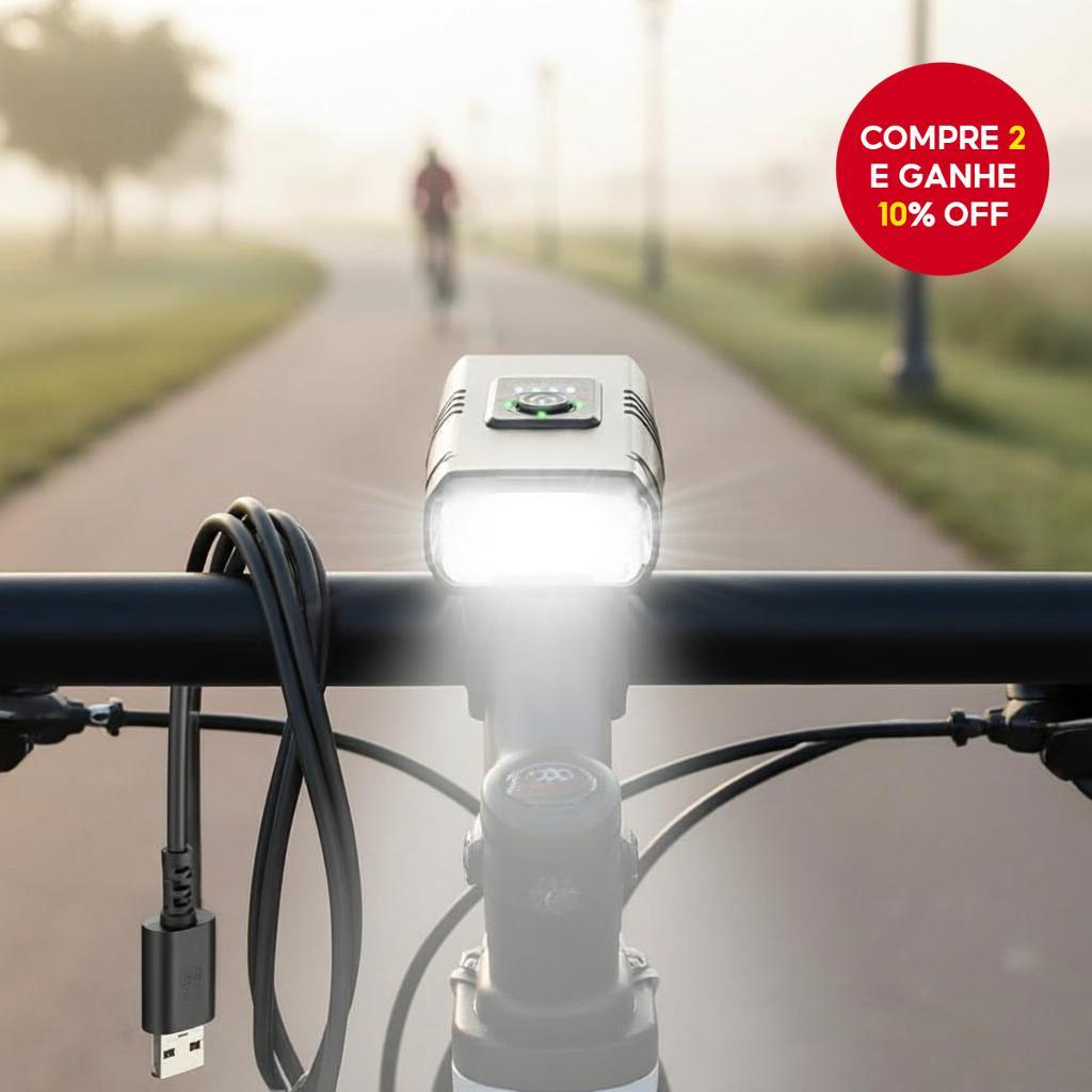 Luz Delantera LED Para Bicicleta Recargable USB - 300 Lúmenes, Con Bocina De 120 DB, Ideal Para Ciudad O Montaña