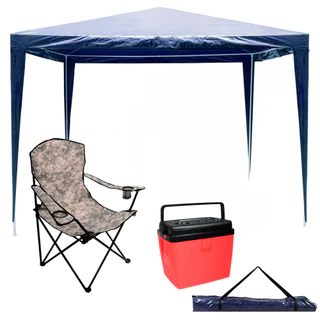 Kit Tenda Gazebo Kala de 3x3 Metros Cadeira Dobrável com Bolsas Cooler 28 Litros Vermelho Belfix em Oferta na Shopee