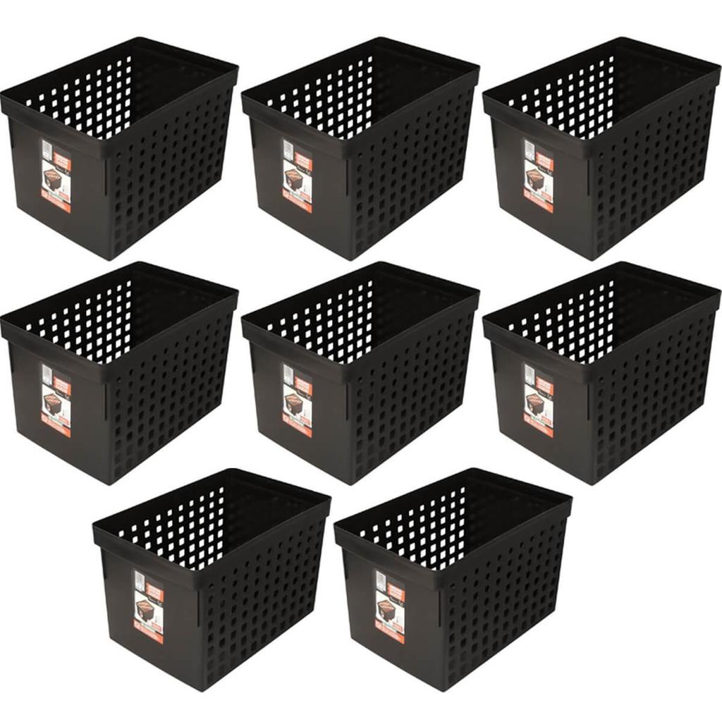 8 Caixas para Pastas Suspensas 42x27cm Pretas Arquivo Largo com