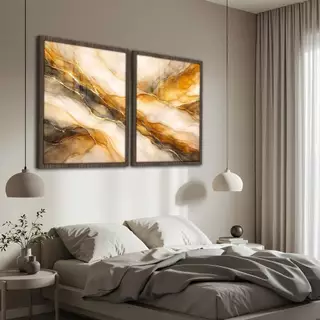 KIT COM 2 QUADROS ABSTRATOS 90x60 COM VIDRO E MOLDURA DE MADEIRA MODERNO DECORAÇÃO SALA QUARTO ESCRITÓRIO em Oferta na Shopee