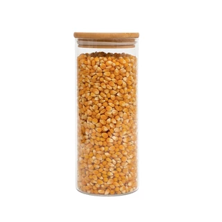 Pote de vidro 800ml com tampa de bambu hermético redondo - Tüd em Oferta na Shopee