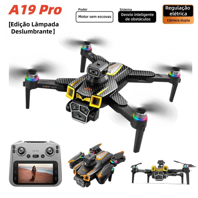 Drone A19 Pro Motor Sem Escovas Tela 5,6" Câmera 8K Desvio de Obstáculos Quadricóptero para Fotografia Aérea