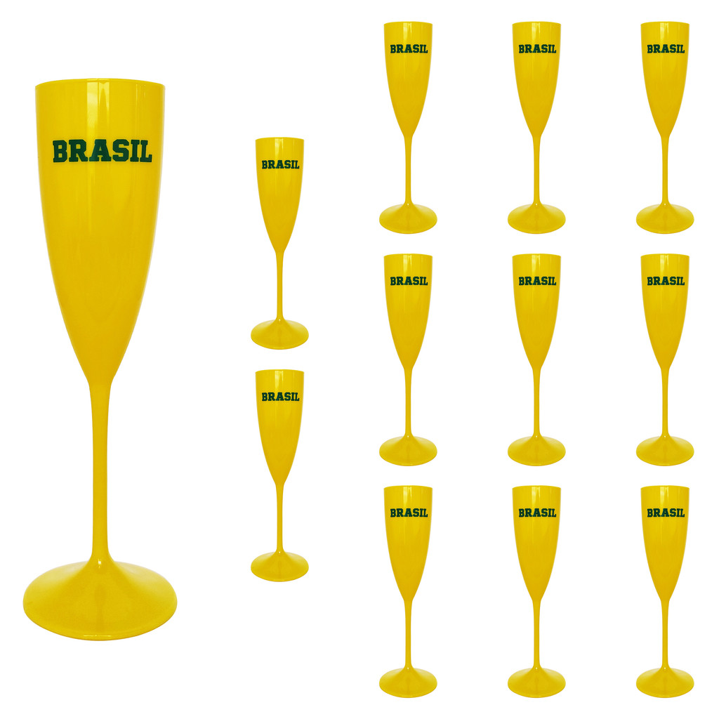 Taça Champanhe PREMIUM Comemoração Kit 12pçs FESTA 170ml Copa BRASIL