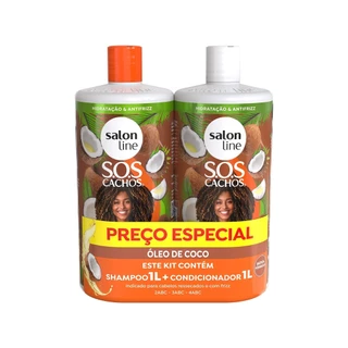 Kit SOS Cachos Coco Profundo Shampoo e Condicionador Litrão Salon Line Kit SOS Cachos Coco Profundo Shampoo e Condicionador Litrão Salon Line