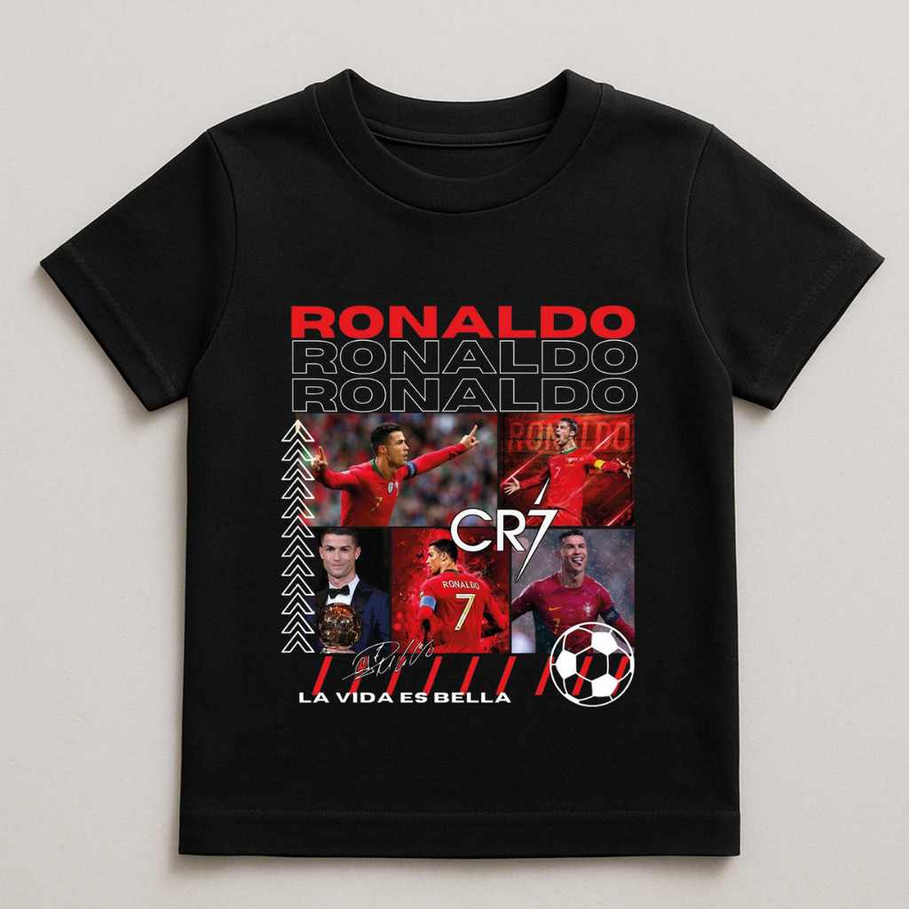 Camiseta Infantil Cristiano Ronaldo Cr7 Futebol 100% Algodão | Shopee ...