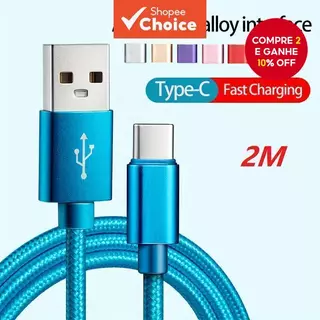 Cabo USB Tipo C 2M Carregamento Rápido para Samsung, Redmi e OnePlus, Transferência de Dados Alta Velocidade em Oferta na Shopee