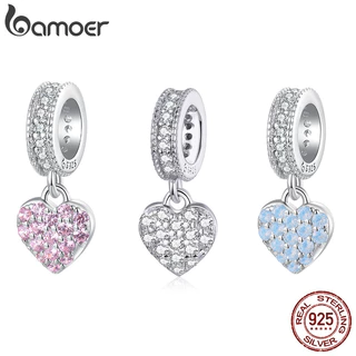 Bamoer 925 Prata Esterlina Charme Coração Pingente DIY Para Pulseira Presentes Mulheres em Oferta na Shopee