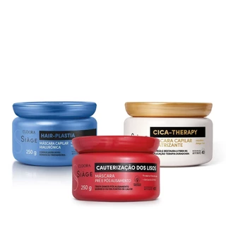 Combo Máscara Capilar Siàge: Hair-Plastia 250g + Cauterização dos Lisos 250g + Cica Therapy 250g em Oferta na Shopee