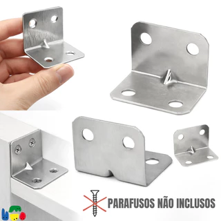 Kit 50 Cantoneiras Fixadoras Ângulo 90° em L Reforço para Móveis e Prateleiras Aço Resistente