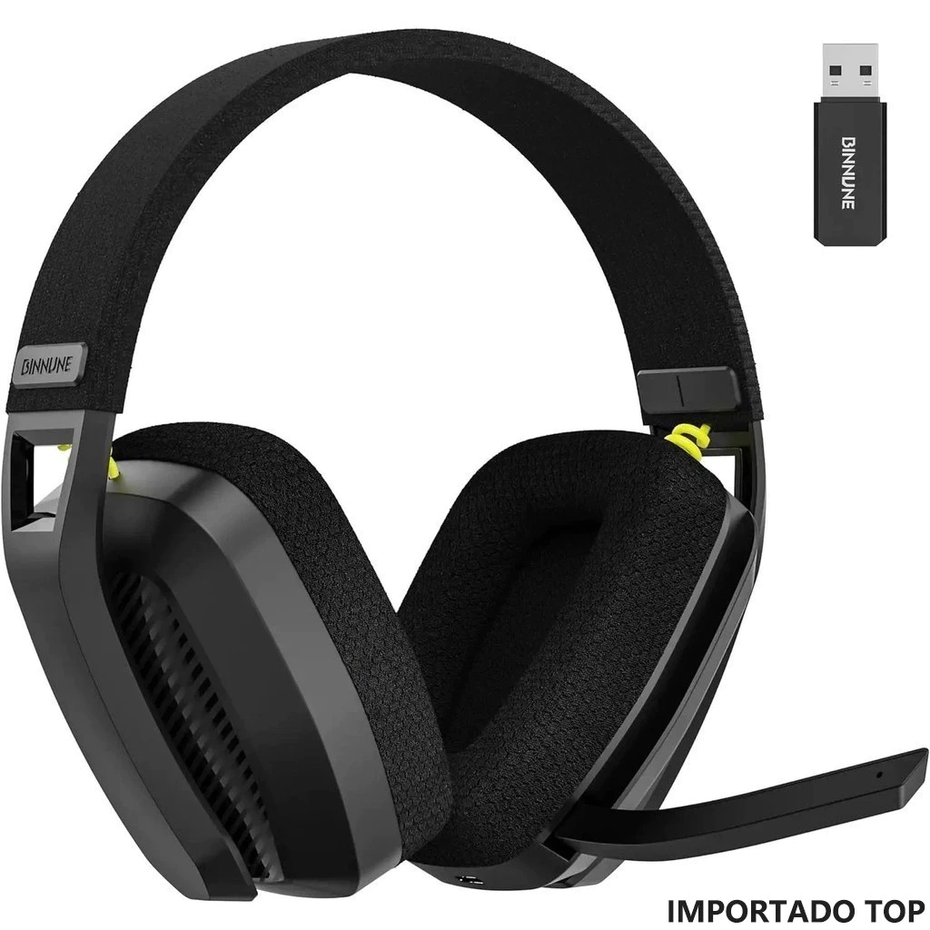 Fone de ouvido sem fio BINNUNE BW06 de modo duplo 2.4G com baixa latência compatível com PS5/PS4/PC