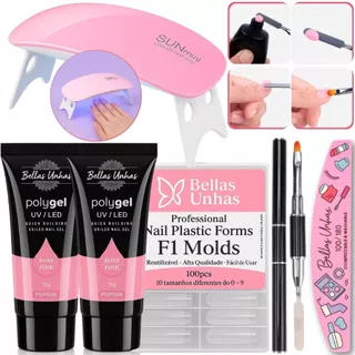 Kit Polygel Poligel Alongamento Cabine Lixa Molde F1 Unhas - ENVIO IMEDIATO - Promoção em Oferta na Shopee