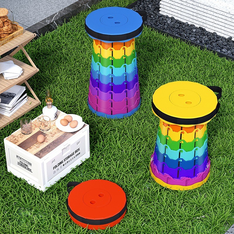 Banqueta Banco Retrátil Portátil com Alça Telescópica Banquinho Dobrável Ajustável Pesca Camping Caminhada