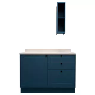 Conjunto para Banheiro Herval Viana, 3 Peças, Azul Orion e Cinza Argila, Com Tampo em Oferta na Shopee