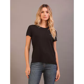 Camiseta Feminina Básica Canoa Recortes Calvin Klein - Preto em Oferta na Shopee