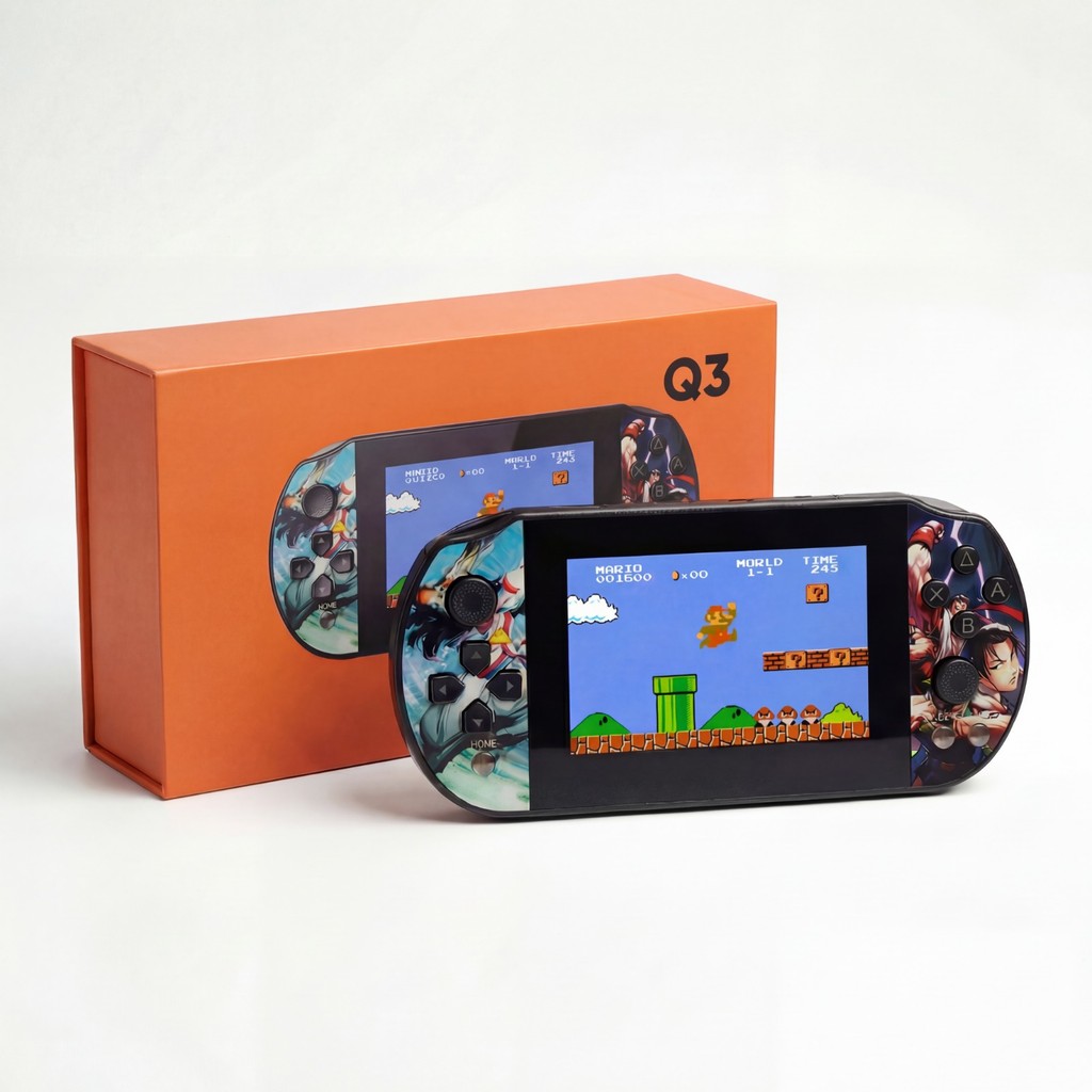 Console Portátil Q3 Retro 10000 Jogos Tela HD Recarregável Emulador ...