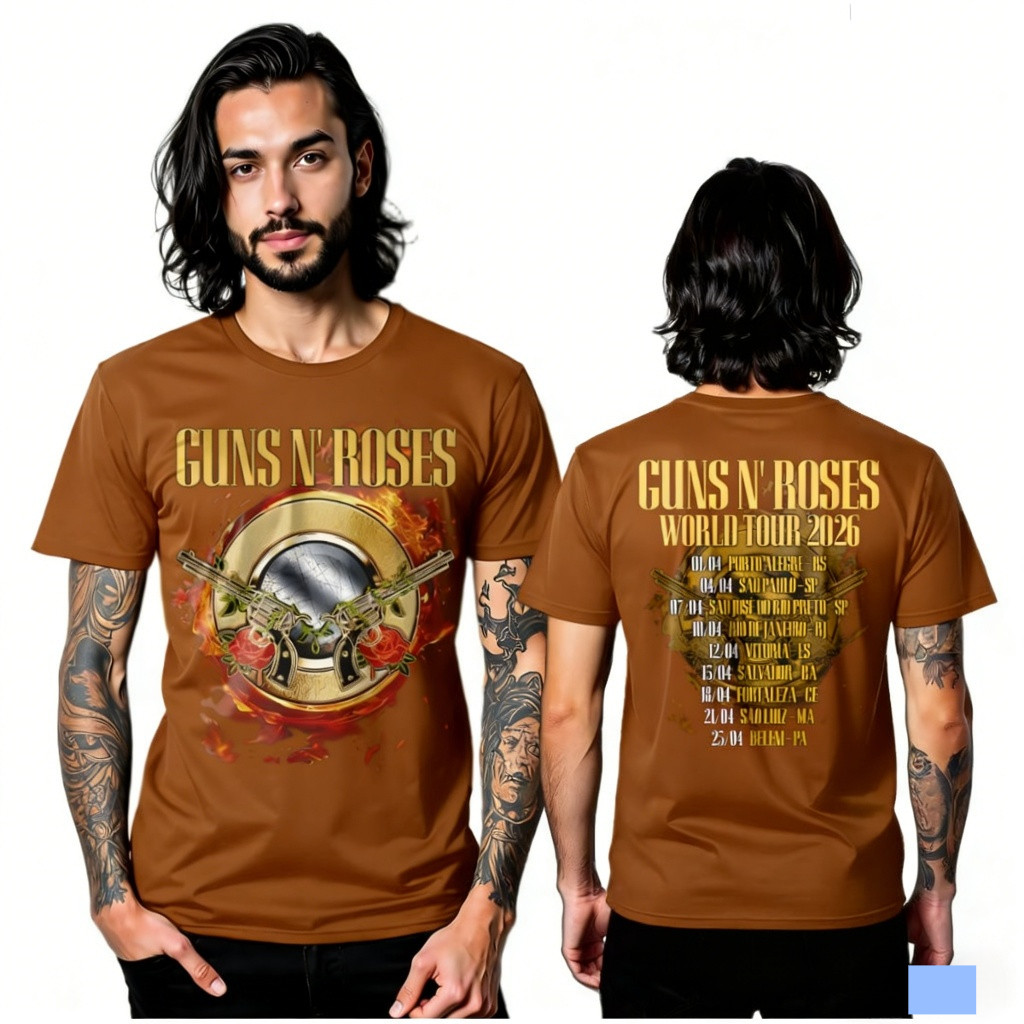 Camiseta Premium em Algodão Puro]TT Camiseta Guns N Roses Turne