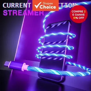 Cabo De Recarga Rápida Com Brilho Fluxo Luminoso Micro USB LED Para Carregador De Acessórios Telefone Samsung Xiaomi em Oferta na Shopee