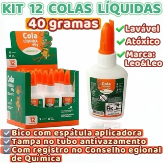 Kit 12 Cola Líquida Branca Escolar 40g Com Artigo Escolar Colar Infantil Papelaria Artes Leo&Leo em Oferta na Shopee