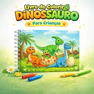 Caderno de Desenho Infantil Tema Dinossauro, 4 Modelos Criativos para Crianças em Oferta na Shopee