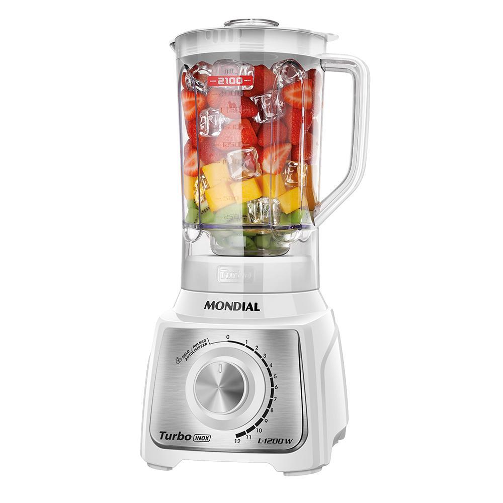 Liquidificador Turbo Mondial Branco e Inox 1200W L-1200 WI | Shopee Brasil