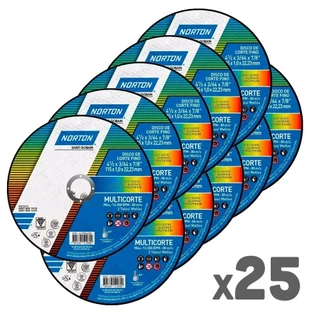 Kit 25 Discos de corte p/ materiais 4.1/2x3/64x7/8pol Norton em Oferta na Shopee