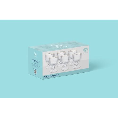 Conjunto Taças Vidro Elegante Versalhes 260ml 6 Unidades Copos Cristal Transparente