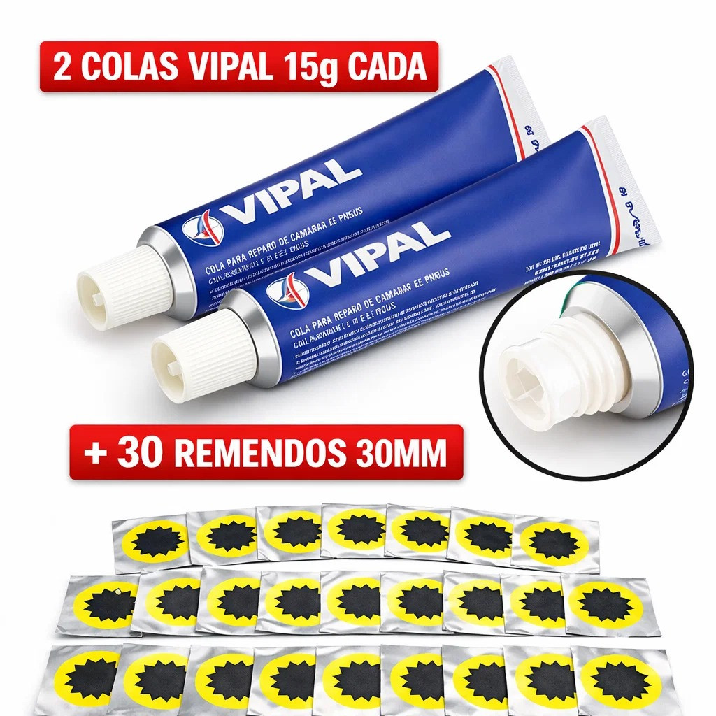 30 Remendos R00 + Cola Vipal Original | Reparo Câmara de Ar Bicicleta ...
