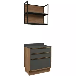 Cozinha Modulada Pequena Herval Ten, 3 peças, 100% MDF, 80 CM em Oferta na Shopee