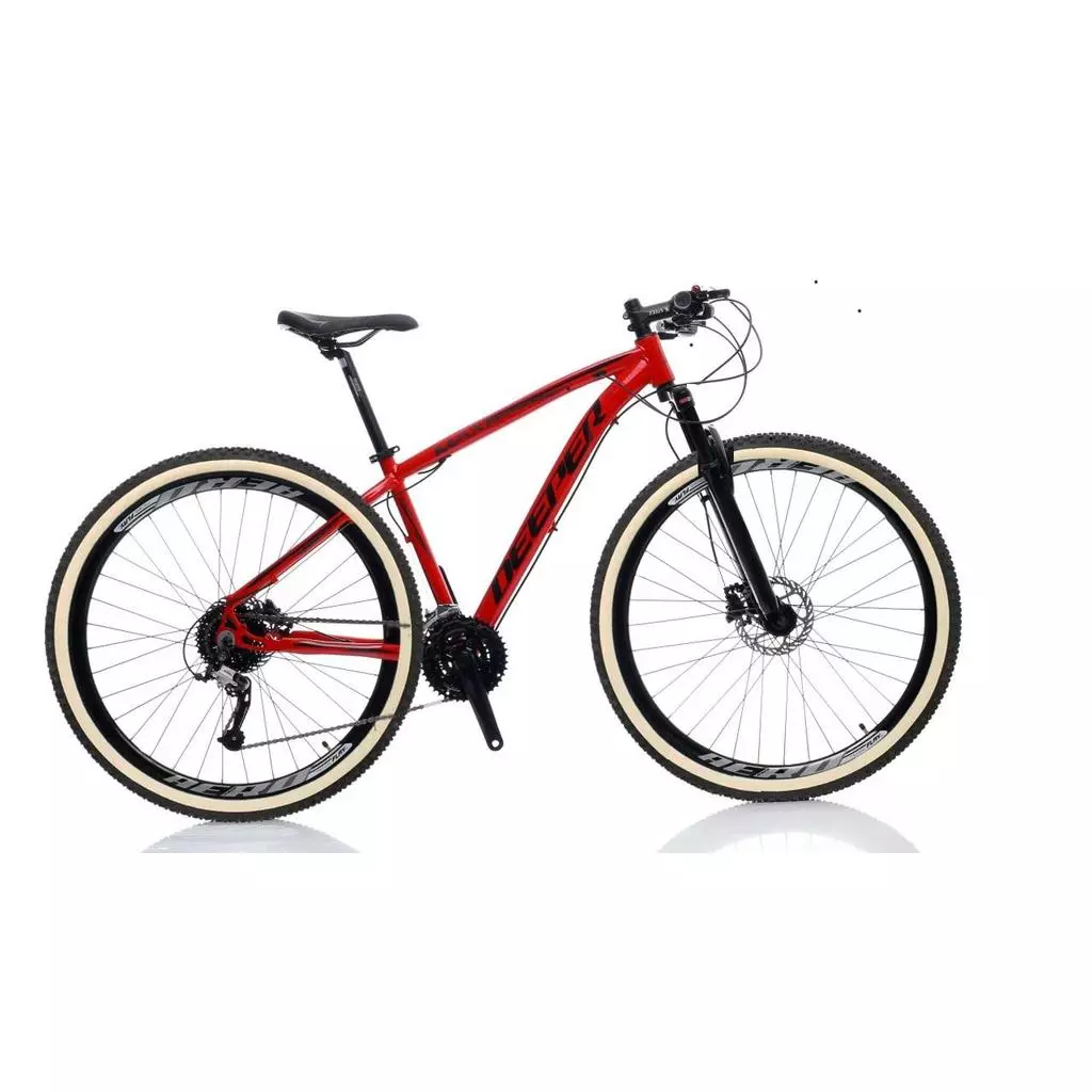 Bicicleta Aro 29 Deeper com quadro de alumínio, suspensão e câmbios Shimano Tourney 24V