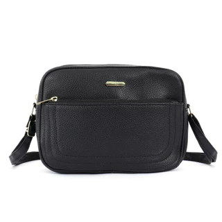 Bolsa Transversal Pequena Feminina Tipo Couro Texturizado com Zíper e Bolsos Frontais/Traseiros Alça Ajustável  marisa em Oferta na Shopee