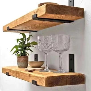 Prateleira Industrial Decorativa Tipo Rústica 40cm ou 60cm Mão Francesa Invertida com Suporte em L em Oferta na Shopee