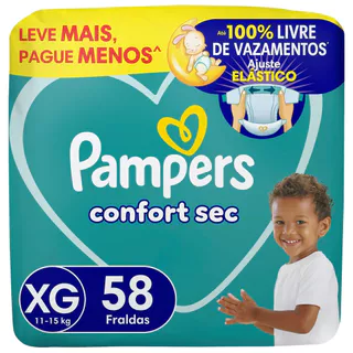 Fralda Pampers Confort Sec Tamanho XG 58 Unidades Leve Mais por Menos em Oferta na Shopee