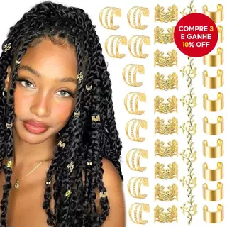 Boho 40 Unidades Ouro Prata Oco Dreadlock Anéis Coroa Punhos De Cabelo em Oferta na Shopee