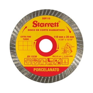 Disco diamantado turbo 110 mm para cerâmica e porcelanato DDP110-S - Starrett em Oferta na Shopee