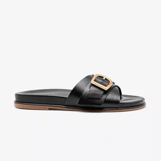 Rasteira Feminina Zoe Couro Preto em Oferta na Shopee