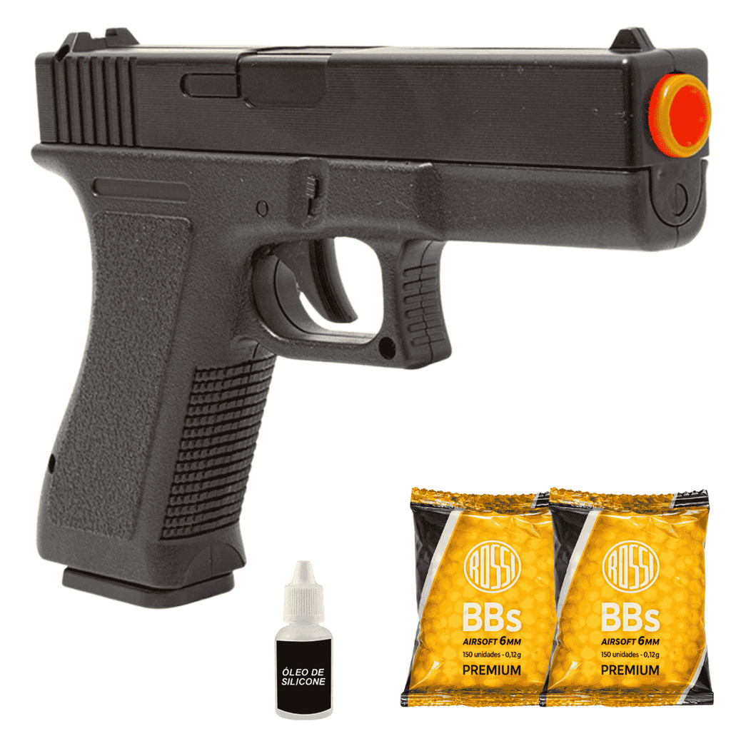 Pistola Airsoft Glock V307 6mm + Munições BBs Bolinhas
