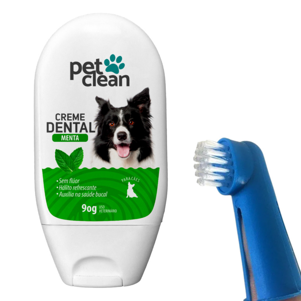 Kit 1 Escova De Dente Dedeira + Creme Dental Menta Pasta Dente para ...