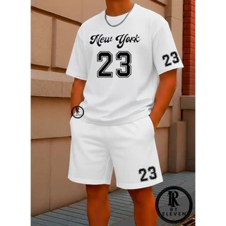 Conjunto Masculino Kit Camiseta New York 23 Bermuda Moda Casual Street Linha Premium + Short Mauricinho Wallas Shop