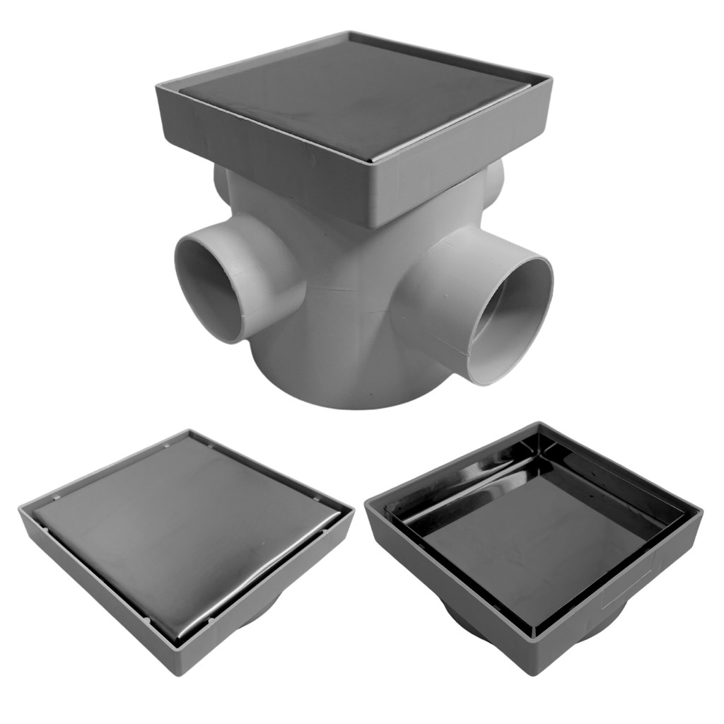 Ralo Inteligente 10x10 modelo 2 em 1 Inox Invisível com Base Cinza ...