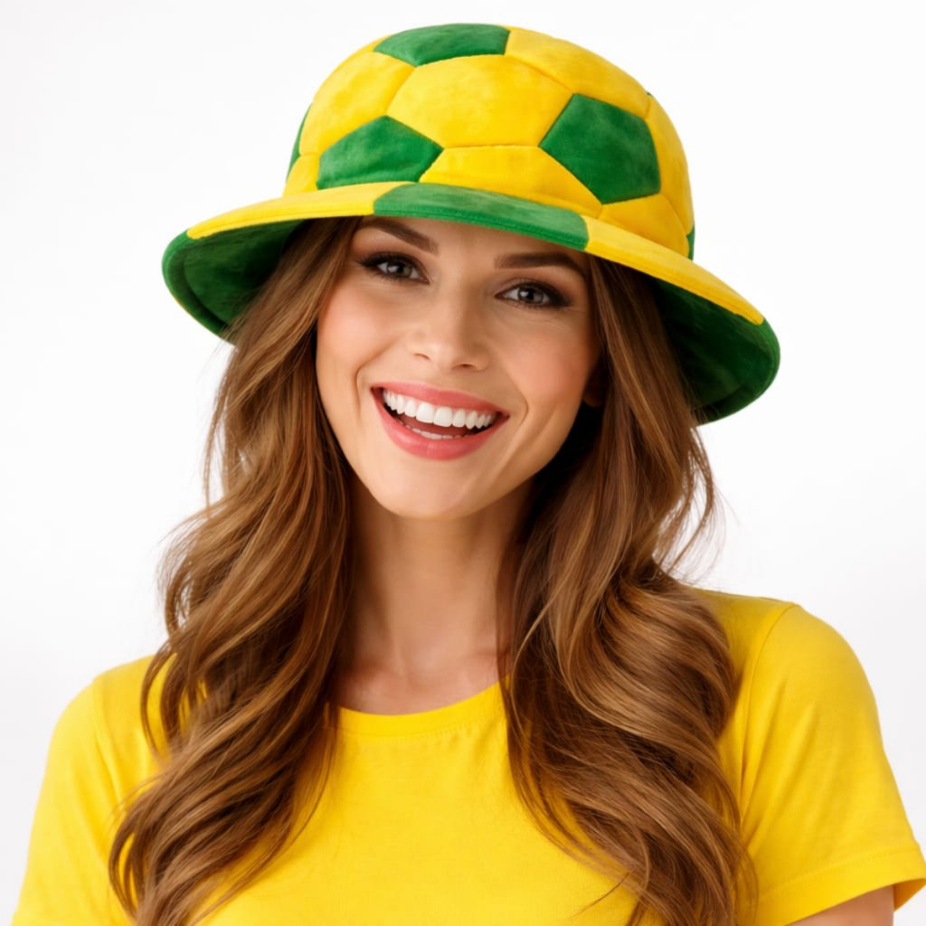 Chapéu Bola de Futebol Brasil Copa do Mundo Verde Amarelo Festa Acessórios Torcida Fantasia Unissex Infantil Adulto em Oferta na Shopee