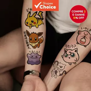 36 Folhas De Adesivos De Tatuagem À Prova D'água Pokémon , Tatuagens Temporárias Duráveis Para Braço , Perfeitas Diversã em Oferta na Shopee