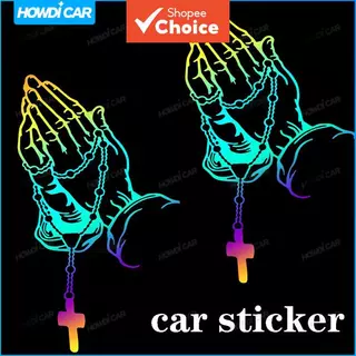 1 peça/2 peças Adesivo de carro para interior colorido com gesto de oração a laser em Oferta na Shopee