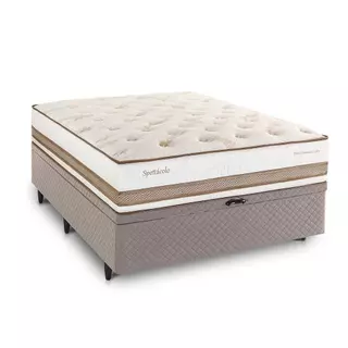 Cama Baú Casal Herval Spettácolo, Molas Ensacadas, Suede Bege, 81x138x188 cm em Oferta na Shopee