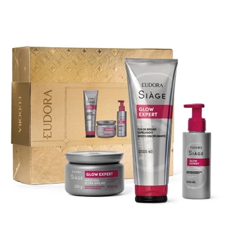 Eudora Siàge Glow Expert Kit Presente Natal:Shampoo +Máscara Capilar Ultra Brilho+Balm Disciplinante Finalizador Capilar em Oferta na Shopee