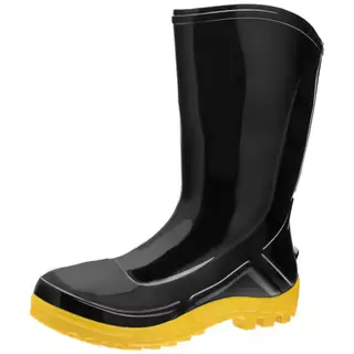 Bota de PVC preta com solado amarelo cano médio sem forro - 110VFLEX PRA - Marluvas em Oferta na Shopee
