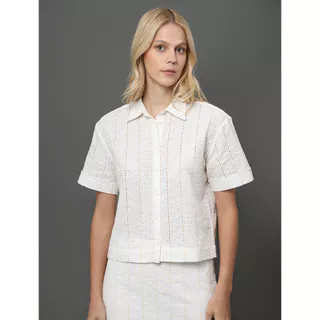 Camisa Feminina de Laise Calvin Klein - Branco em Oferta na Shopee
